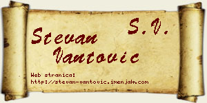 Stevan Vantović vizit kartica